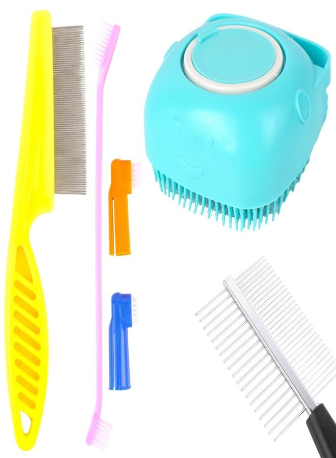 REGIIS Pet Grooming Kit with Deshedding Brush, Turquoise Multi-Purpose Dog Combs, Professional Metal Pins, Includes 4Piece Brush Set - Image 1